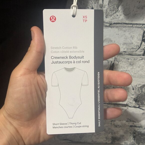 NWT Lululemon Stretch Cotton Rib Crewneck SS Bodysuit Thong Size XS (BLK) - Picture 11 of 15